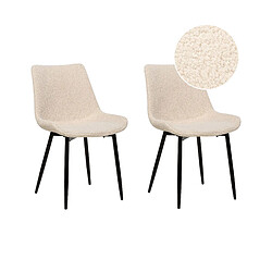 Beliani Chaise de salle à manger Set de 2 Bouclé Beige AVILLA