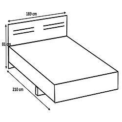 Avis Pegane Lit adulte double 180 x 200 + 2 chevets coloris effet bois - Longueur 189 x Profondeur 210 x Hauteur 81 cm