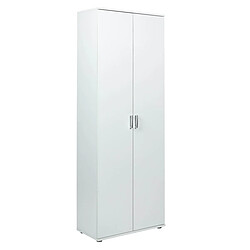 Pegane Armoire meuble de rangement 2 portes coloris blanc - Longueur 70 x Profondeur 34 x Hauteur 189 cm 