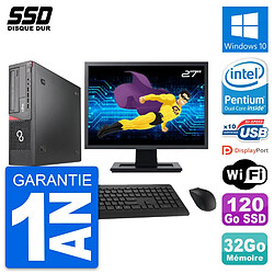 PC Fujitsu E920 DT Ecran 27" Intel G3220 RAM 32Go SSD 120Go Windows 10 Wifi - Occasion