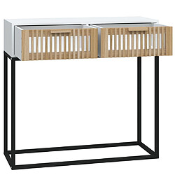 Maison Chic Table console | Meuble d'entrée | Table d'appoint blanc 80x30x75 cm bois d'ingénierie et fer -GKD10507 pas cher