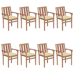 Maison Chic Lot de 8 Chaises de jardin avec coussins,Fauteuil d'extérieur empilables Teck solide -MN41286