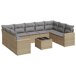 Maison Chic Salon de jardin avec coussins 10 pcs | Ensemble de Table et chaises | Mobilier d'Extérieur beige résine tressée -GKD74791