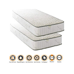 Nuits D'Or Lot de 2 Matelas Orthopédiques + Alèses 100x200 x 22 cm - Ferme - Face Hiver Laine - Ame Poli Lattex Haute Densité - Hypoallergénique