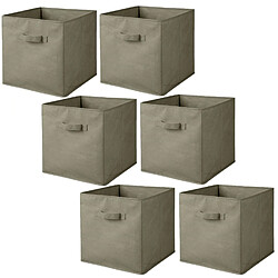 Toilinux Lot de 6 cubes de rangement pliables en tissus avec poignée - 30x30x30cm - Taupe Toilinux - Lot de 6 cubes de rangement pliables en tissus avec poignée - 30x30x30cm - Taupe - Design