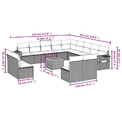 Avis vidaXL Salon de jardin et coussins 14 pcs mélange beige résine tressée