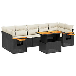 Maison Chic Ensemble Tables et chaises d'extérieur 8 pcs avec coussins,Salon de jardin noir résine tressée -GKD378862