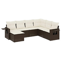 vidaXL Salon de jardin avec coussins 7 pcs marron résine tressée