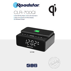 Radio-Réveil FM PLL, Chargeur sans Fil QI Technology, 2 Alarmes, , Noir, Roadstar, CLR-700 Qi