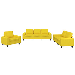 vidaXL Ensemble de canapés 3 pcs jaune clair tissu