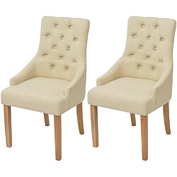 Decoshop26 Lot de 2 chaises de salle à manger cuisine crème tissu CDS020433