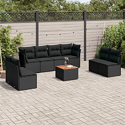 vidaXL Salon de jardin 9 pcs avec coussins noir résine tressée 