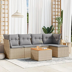 vidaXL Salon de jardin avec coussins 6 pcs beige résine tressée