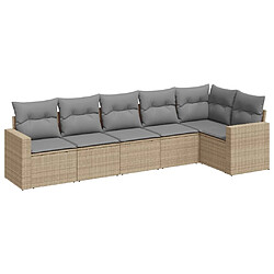 vidaXL Salon de jardin avec coussins 6 pcs beige résine tressée