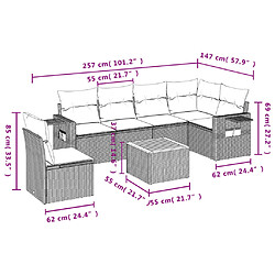 Acheter vidaXL Salon de jardin avec coussins 7 pcs gris résine tressée