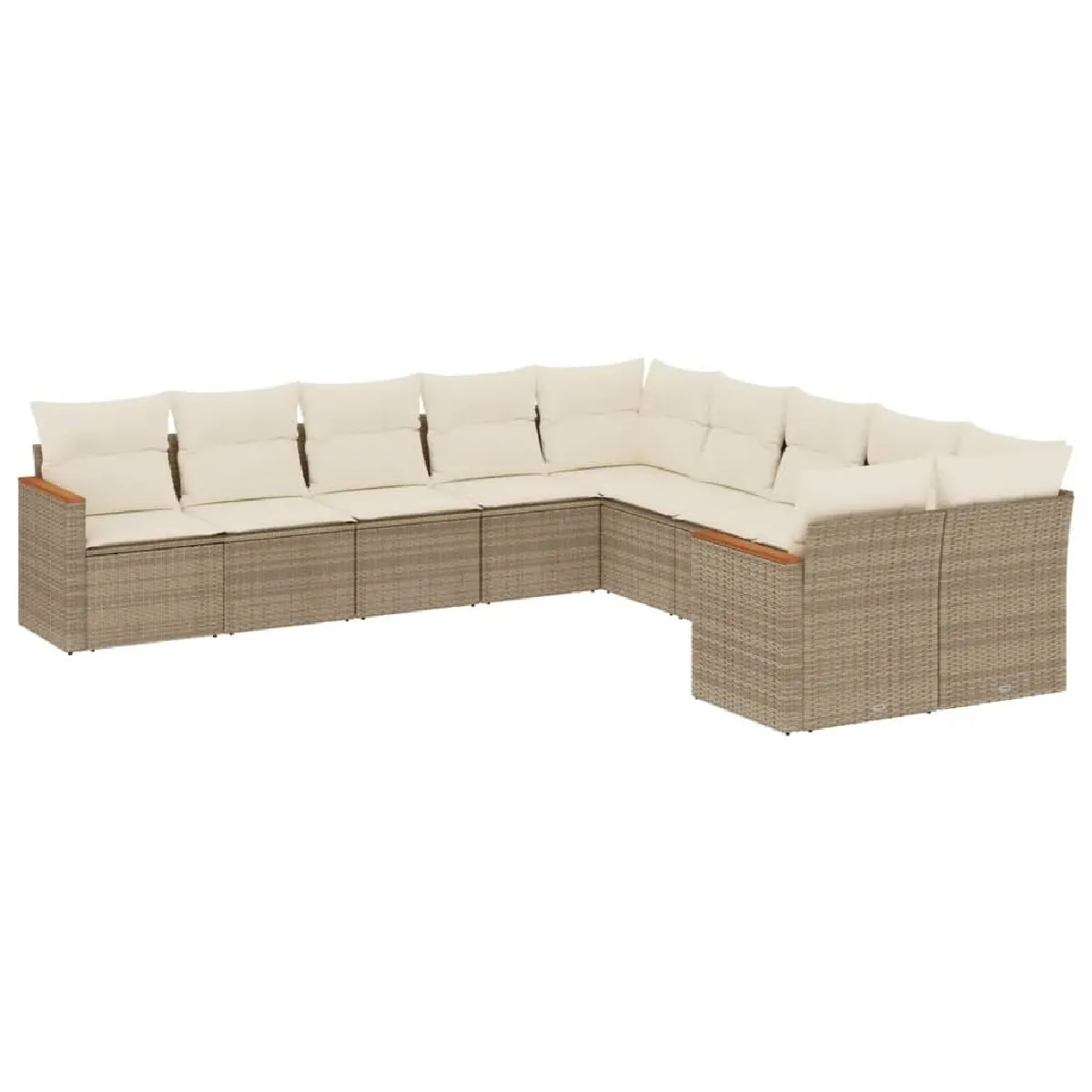 Maison Chic Salon de jardin avec coussins 10 pcs, Ensemble Tables et chaises de jardin, beige résine tressée -GKD216125