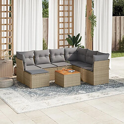 vidaXL Salon de jardin avec coussins 8pcs mélange beige résine tressée