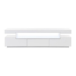 Vente-Unique Meuble TV 1 niche et 3 tiroirs avec LEDs - en MDF - Blanc - OKESA