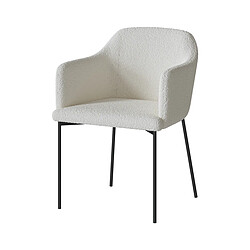 Rendez Vous Deco Fauteuil Glam en tissu blanc effet laine bouclette