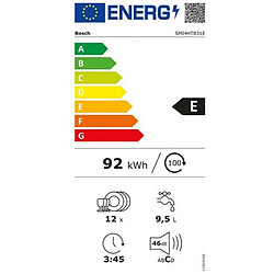 Lave-vaisselle 60cm 12 couverts 46db intégrable avec bandeau noir - smi4htb31e - BOSCH