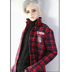 Avis 1/3 BJD Rouge Gilet Plaid Pardessus Jeans Set pour Normal 70cm Taille Oncle Poupée