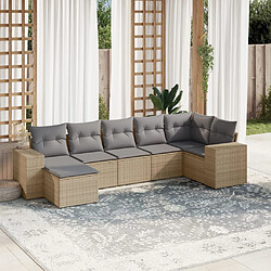 vidaXL Salon de jardin avec coussins 7 pcs beige résine tressée