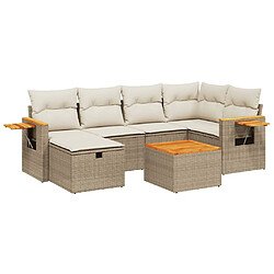 vidaXL Salon de jardin avec coussins 7 pcs beige résine tressée