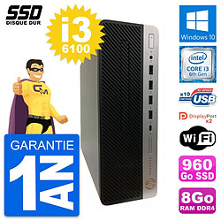 PC HP ProDesk 600 G3 SFF Intel Core i3-6100 RAM 8Go SSD 960Go Windows 10 Wifi · Occasion 