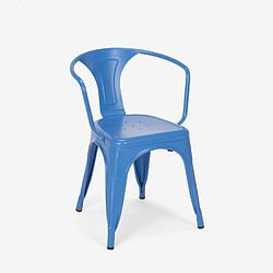 Avis Ahd Amazing Home Design Chaises industrielles Tolix avec accoudoirs en acier pour cuisine et bar Steel Arm, Couleur: Bleu