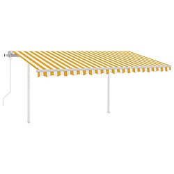 Maison Chic Auvent automatique | Store banne extérieur | Marquise capteur de vent et LED 4,5x3m Jaune et blanc -MN60238