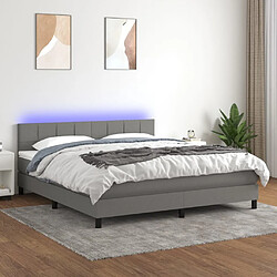 vidaXL Sommier à lattes de lit et matelas et LED Gris foncé 180x200 cm