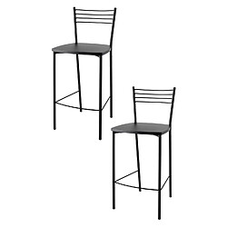 T M C S Tommychairs - Set 2 tabourets ELENA, structure en acier noir mat et assise en bois aniline noir