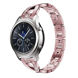 Wewoo Bracelet pour montre connectée en acier inoxydable massif serti de diamants de Samsung Gear S3 rose 