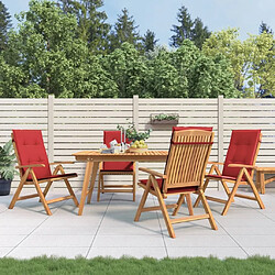 Maison Chic Lot de 4 Chaises de jardin inclinables,Fauteuil d'extérieur bois massif teck -MN25338