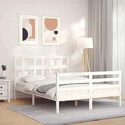 Maison Chic Cadre/structure de lit avec tête de lit pour adulte - Lit Moderne Chambre blanc 140x190 cm bois massif -MN65597