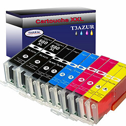 Lot de 10 Cartouches compatibles Canon PGI580/CLI581XL - T3AZUR Lot de 10 Cartouches Compatibles pour Canon Pixma TS8150, TS8151, TS8152 (2Bk/2PBk/2C/2M/2Y) - T3AZUR