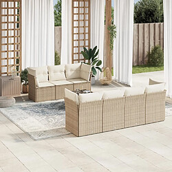 vidaXL Salon de jardin avec coussins 8 pcs beige résine tressée