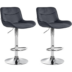 Non Lot de 2 tabourets de bar Vonore velours chrome 