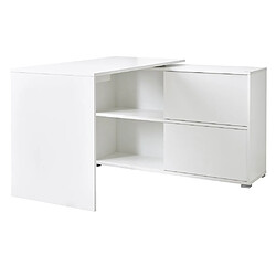 Bureau design en bois avec portes coulissantes L120 cm SLIDE - Blanc/Chêne