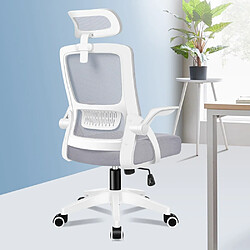 ALFORDSON Chaise de Bureau en Maille Siège Inclinable Ordinateur de Jeu Blanc et Gris