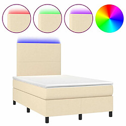 Maison Chic Lit adulte- Lit + matelas,Sommier à lattes de lit et matelas et LED Crème 120x200cm Tissu -GKD89815