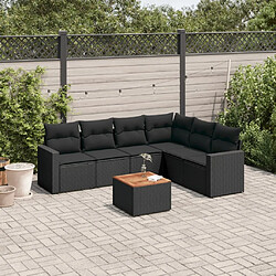 Maison Chic Ensemble Tables et chaises d'extérieur 7pcs avec coussins,Salon de jardin noir résine tressée -GKD811667