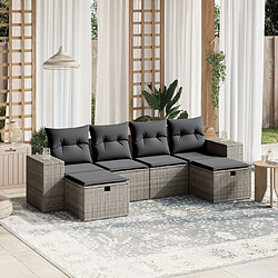 vidaXL Salon de jardin 6 pcs avec coussins gris résine tressée 