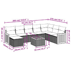 Avis vidaXL Salon de jardin avec coussins 9 pcs beige résine tressée