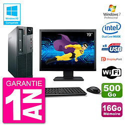 PC Lenovo M82 SFF Ecran 19" G2020 RAM 16Go Disque 500Go Graveur DVD Wifi W7 · Occasion 