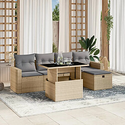 vidaXL Salon de jardin avec coussins 6 pcs beige résine tressée