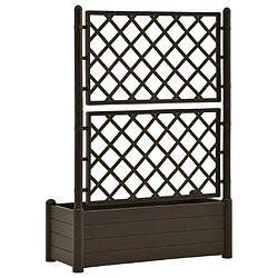 Maison Chic Jardinière,Bac à fleurs avec treillis - pot de fleur 100x43x142 cm PP Moka -GKD13748 pas cher