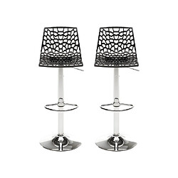 Vente-Unique Lot de 2 tabourets de bar CLARK - Polypropylène - Hauteur réglable - Noir graphite