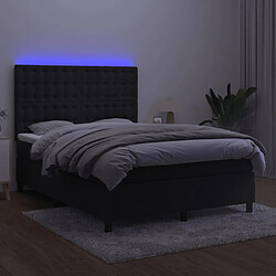 Avis vidaXL Sommier à lattes de lit matelas et LED Noir 140x200 cm Velours