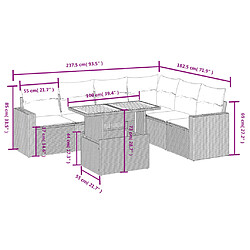 Acheter vidaXL Salon de jardin avec coussins 7 pcs gris résine tressée